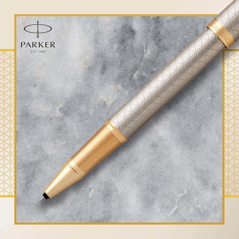 Parker IM Premium Warm Grey Rollerball Pen with Gold Trim - Gift Boxed - Image 4